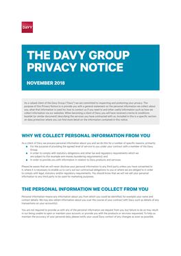 The Davy Group Privacy Notice