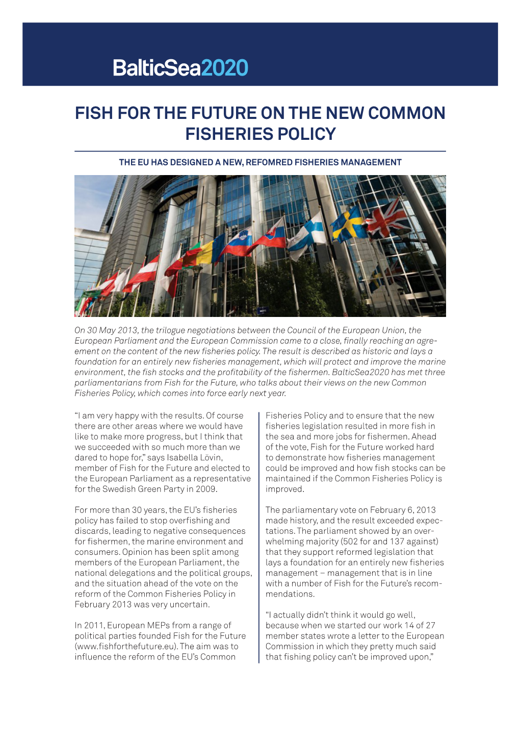 Fish for the Future on the New Common Fisheries Policy