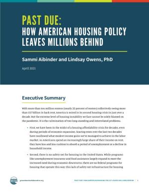 Past Due: How American Housing Policy Leaves Millions Behind