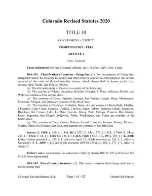 Colorado Revised Statutes 2020 TITLE 30
