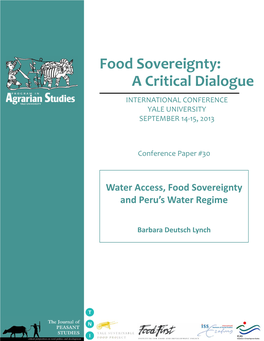 Water Access, Food Sovereignty and Peru's Water Regime