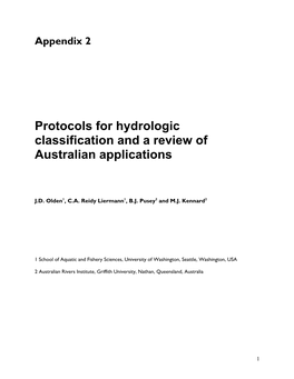Protocols for Hydrologic Classification and a Review of Australian Applications