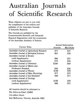 Australian Journals of Scientific Research