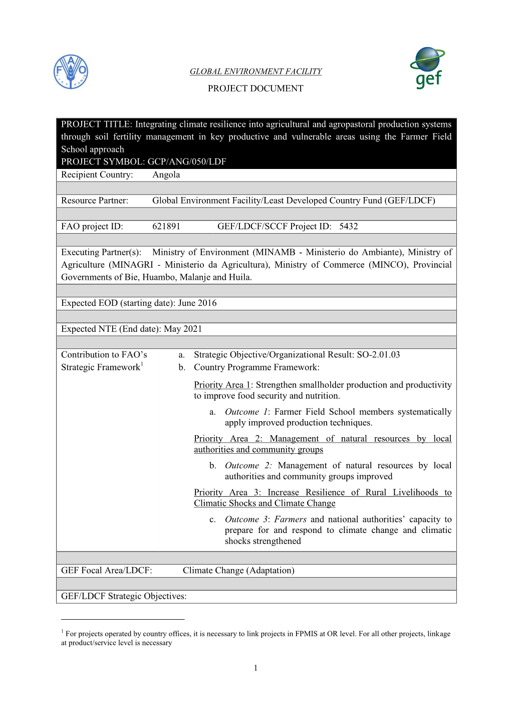 Global Environment Facility Project Document