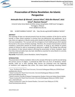 Preservation of Divine Revelation: an Islamic Perspective