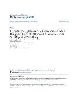 Hedonic Versus Eudaimonic Conceptions of Well-Being: Evidence of Differential Associations with Self-Reported Well-Being