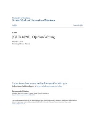 Opinion Writing Steve Woodruff University of Montana - Missoula