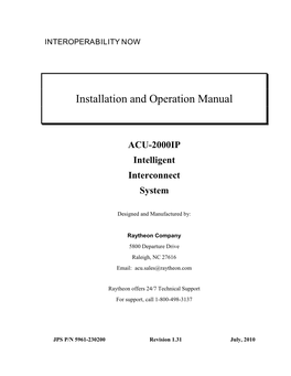 Installation and Operation Manual