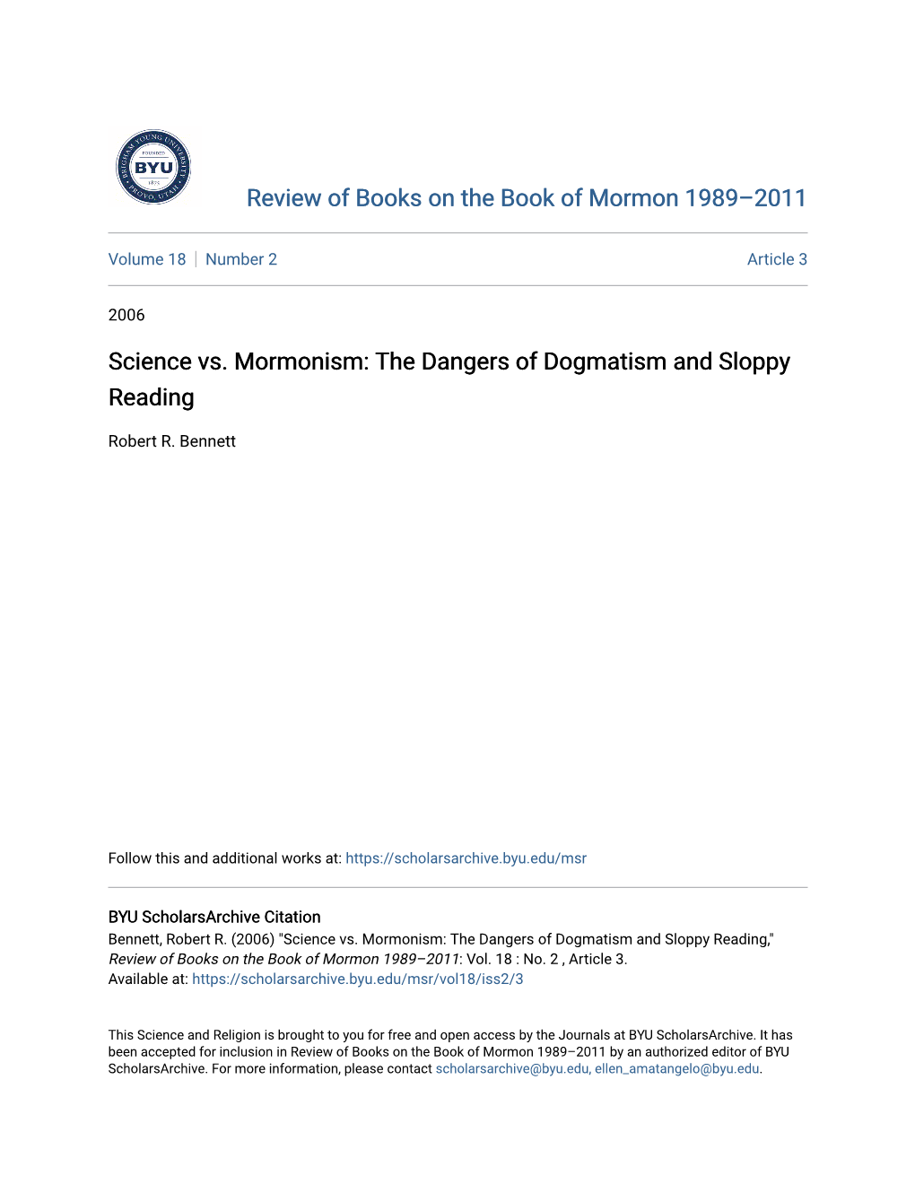 Science Vs. Mormonism: the Dangers of Dogmatism and Sloppy Reading