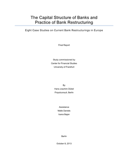 The Capital Structure of Banks and Practice of Bank Restructuring