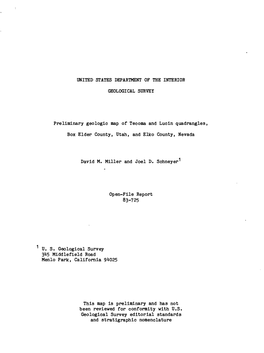 Preliminary Geologic Map of Tecoma and Lucin Quadrangles, Box Elder County, Utah, and Elko County, Nevada