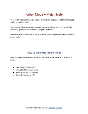 Ionian Mode – Major Scale