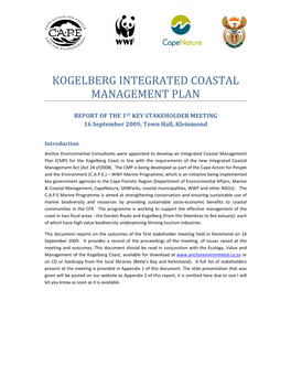 Kogelberg Integrated Coastal Management Plan