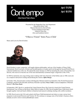 Contempo April 18 5 PM a New Musical Theatre Review