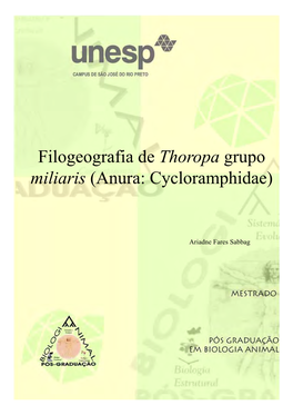 Filogeografia De Thoropa Grupo Miliaris (Anura: Cycloramphidae)