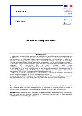 Rituels Et Pratiques Chiites PAKISTAN