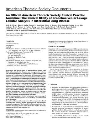 The Clinical Utility of Bronchoalveolar Lavage Cellular Analysis in Interstitial Lung Disease