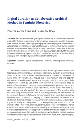 Digital Curation As Collaborative Archival Method in Feminist Rhetorics