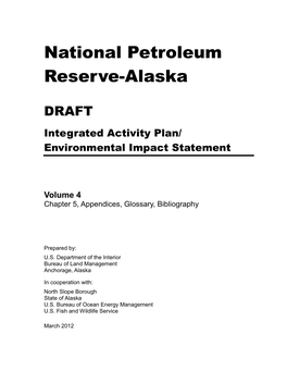 National Petroleum Reserve-Alaska DRAFT Integrated Activity Plan/Environmental Impact Statement I Contents