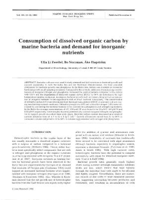 Consumption of Dissolved Organic Carbon by Marine Bacteria and Demand for Inorganic Nutrients
