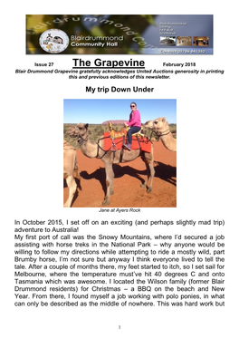 The Grapevine February 2018 Blair Drummond Grapevine Gratefully Acknowledges United Auctions Generosity in Printing This and Previous Editions of This Newsletter