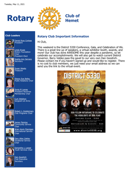 Rotary Club of Hemet Logo, and �Awesome People of Action� Text Below the Logo