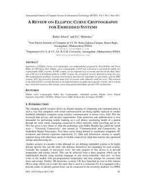 A Review on Elliptic Curve Cryptography for Embedded Systems