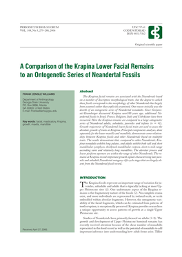 A Comparison of the Krapina Lower Facial Remains to an Ontogenetic Series of Neandertal Fossils