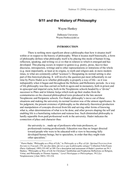 9/11 and the History of Philosophy