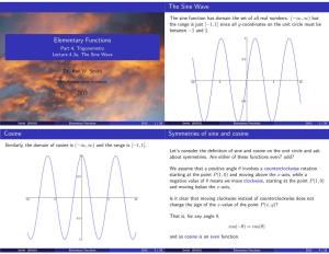Elementary Functions the Sine Wave Cosine Symmetries of Sine And