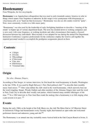 Hootenanny - Wikipedia, the Free Encyclopedia 8/6/11 6:59 AM Hootenanny from Wikipedia, the Free Encyclopedia