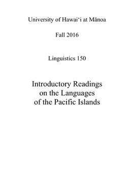 Introductory Readings on the Languages of the Pacific Islands