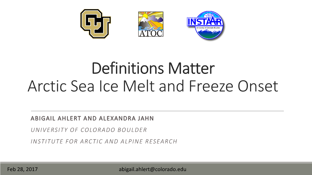 Arctic Sea Ice Melt and Freeze Onset