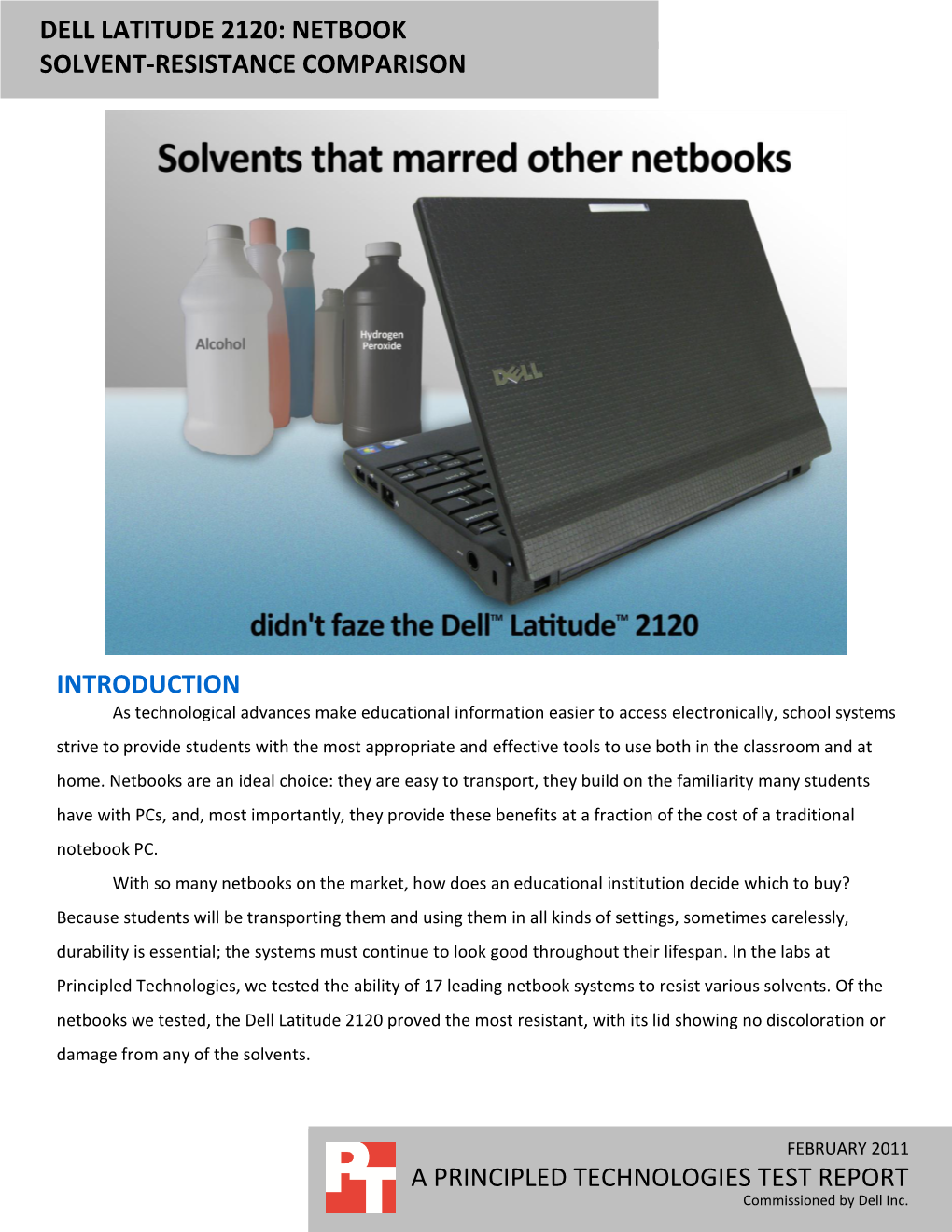 Dell Latitude 2120: Netbook Solvent-Resistance Comparison a Principled Technologies Test Report 2