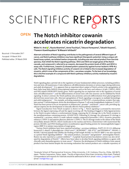 The Notch Inhibitor Cowanin Accelerates Nicastrin Degradation Midori A