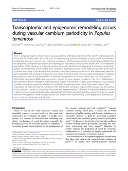 Transcriptomic and Epigenomic Remodeling Occurs During Vascular Cambium Periodicity in Populus Tomentosa