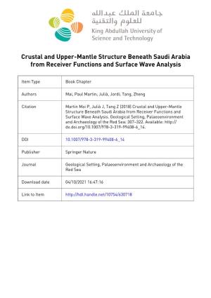 Crustal and Upper-Mantle Structure Beneath Saudi Arabia from Receiver Functions and Surface Wave Analysis