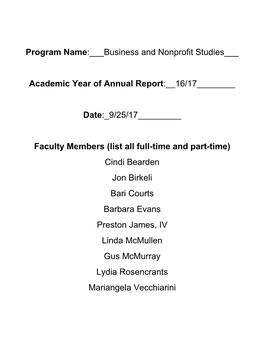 Program Name:___Business and Nonprofit Studies___ Academic