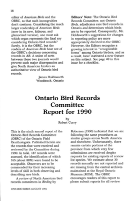 Ontario Bird Records Committee Report for 1990 by Robert Curry