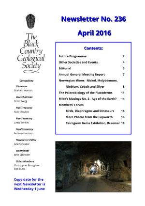 Newsletter No. 236 April 2016