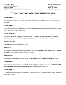 7 Verses Quoted at Bible Study September 7, 2016