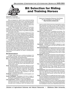 Bit Selection for Riding and Training Horses