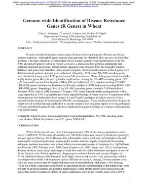Genome-Wide Identification of Disease Resistance Genes (R Genes) in Wheat