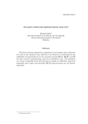 MPI-Pht/99-51 DUALITY INDUCED REFLECTIONS AND