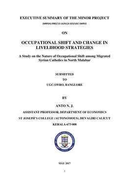 Occupational Shift and Change in Livelihood Strategies