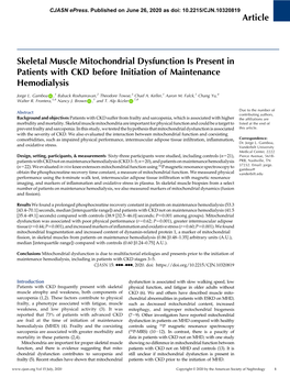 Article Skeletal Muscle Mitochondrial Dysfunction Is Present in Patients