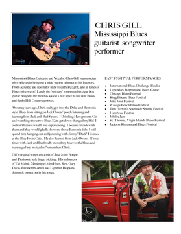 CHRIS GILL Mississippi Blues Guitarist Songwriter Performer