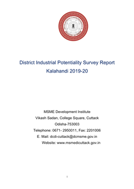 District Industrial Potentiality Survey Report Kalahandi 2019-20