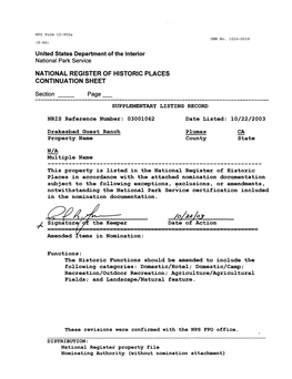 United States Department of the Interior National Park Service NATIONAL REGISTER of HISTORIC PLACES CONTINUATION SHEET Section P