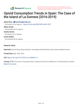 Opioid Consumption Trends in Spain: the Case of the Island of La Gomera (2016-2019)